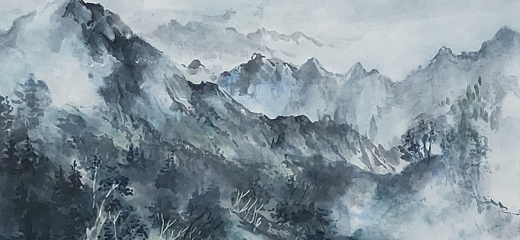 八木澤啓造作、画　竹製フレーム　墨絵 八木澤啓造作、画 竹製フレーム 墨絵 八木澤啓造作、画竹製